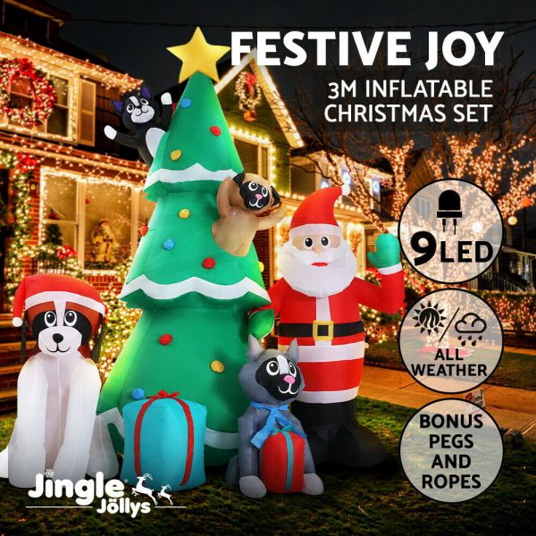 3M Inflatable Dog-loving Santa Christmas Tree - Image 9