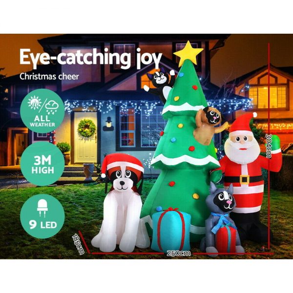 3M Inflatable Dog-loving Santa Christmas Tree - Image 8