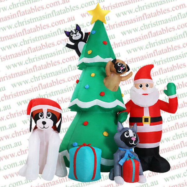 3M Inflatable Dog-loving Santa Christmas Tree