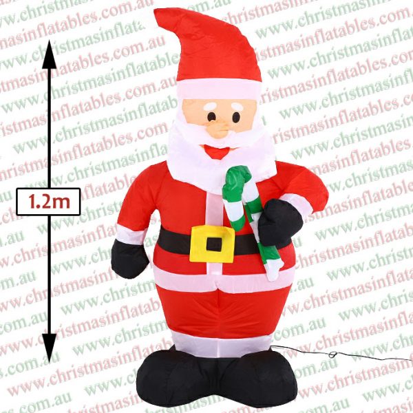 1.2m Santa with Green Candy Cane - Image 2