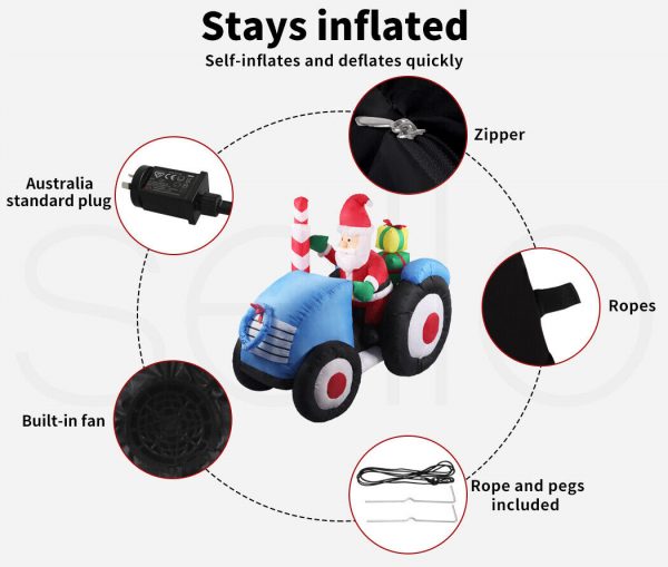 1.4m Tractor Santa Christmas Inflatable - Image 4