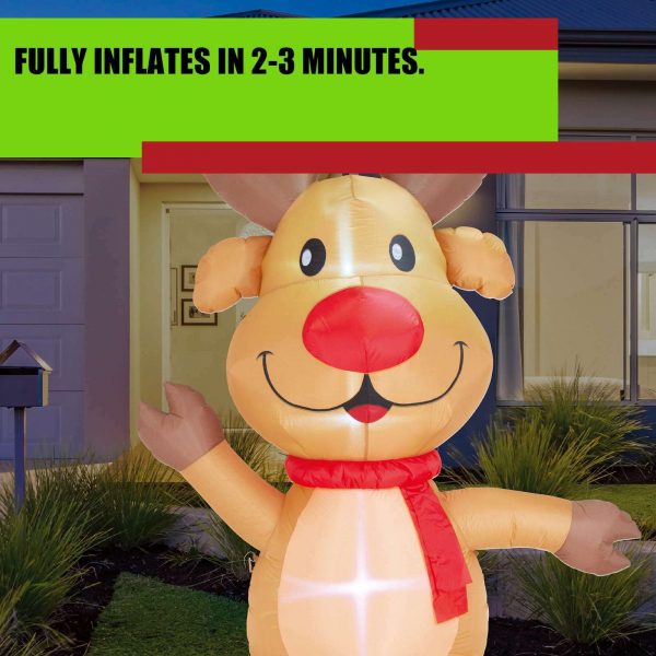 2.4m Big Headed Reindeer Christmas Inflatable - Image 4