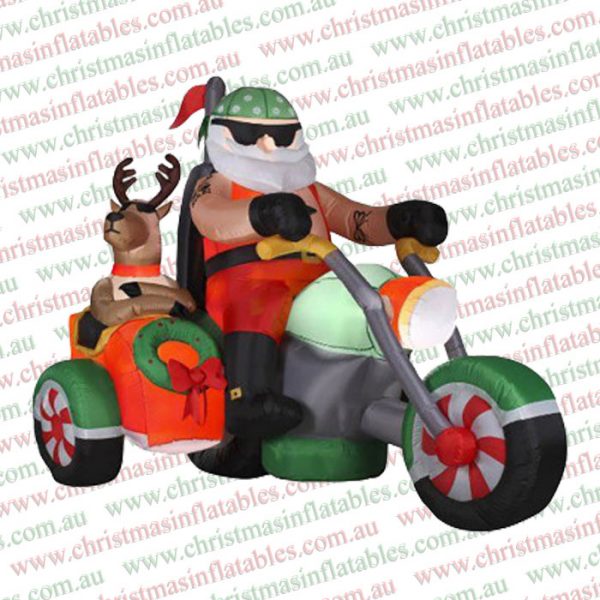 1.8m Inflatable Santa, Reindeer & Trike