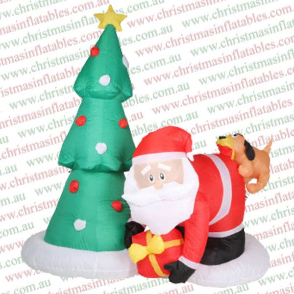 2m Santa Puppy & Tree Christmas Inflatable