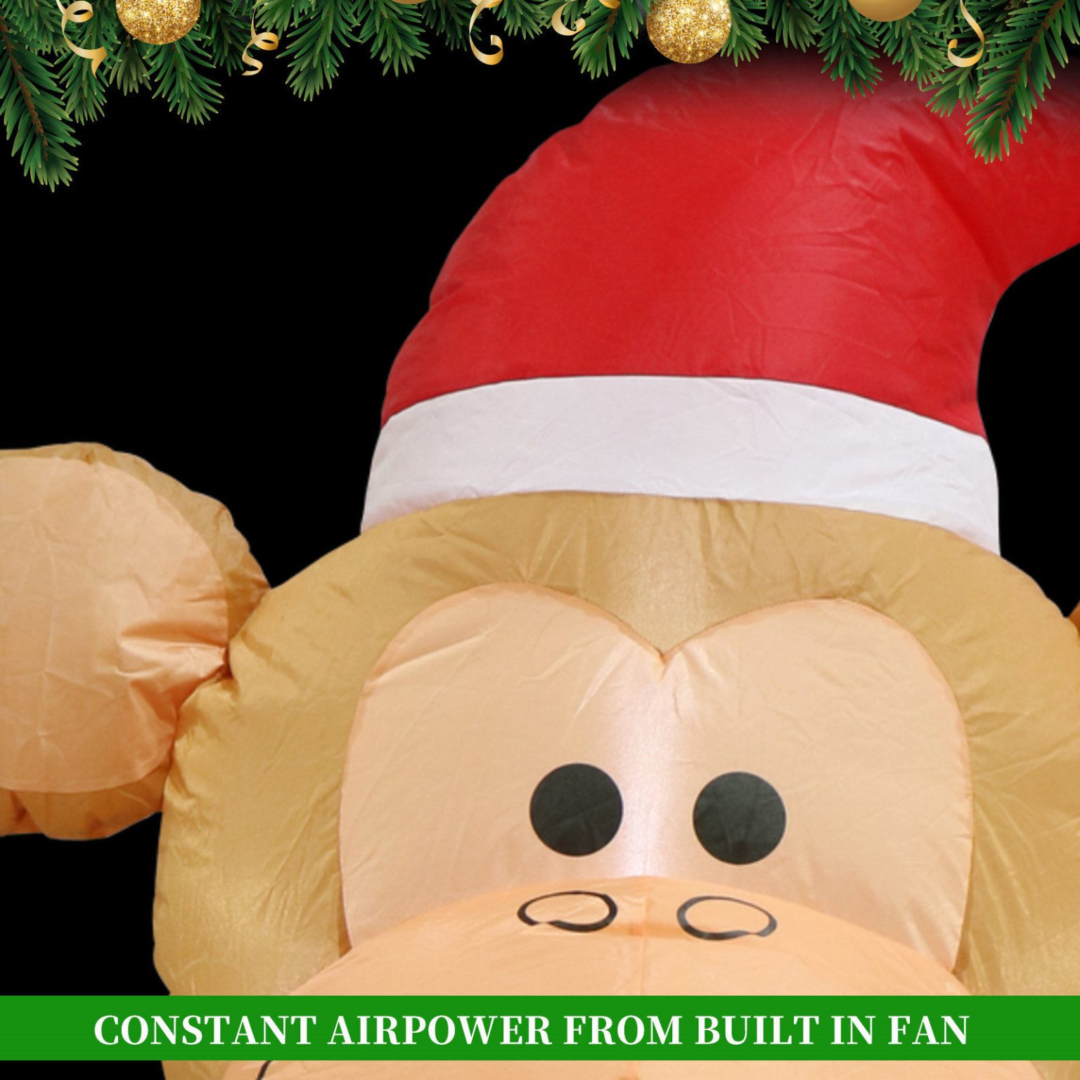 1.2m Happy Santa Hat Monkey Christmas Inflatable. – Airfigs Inflatables