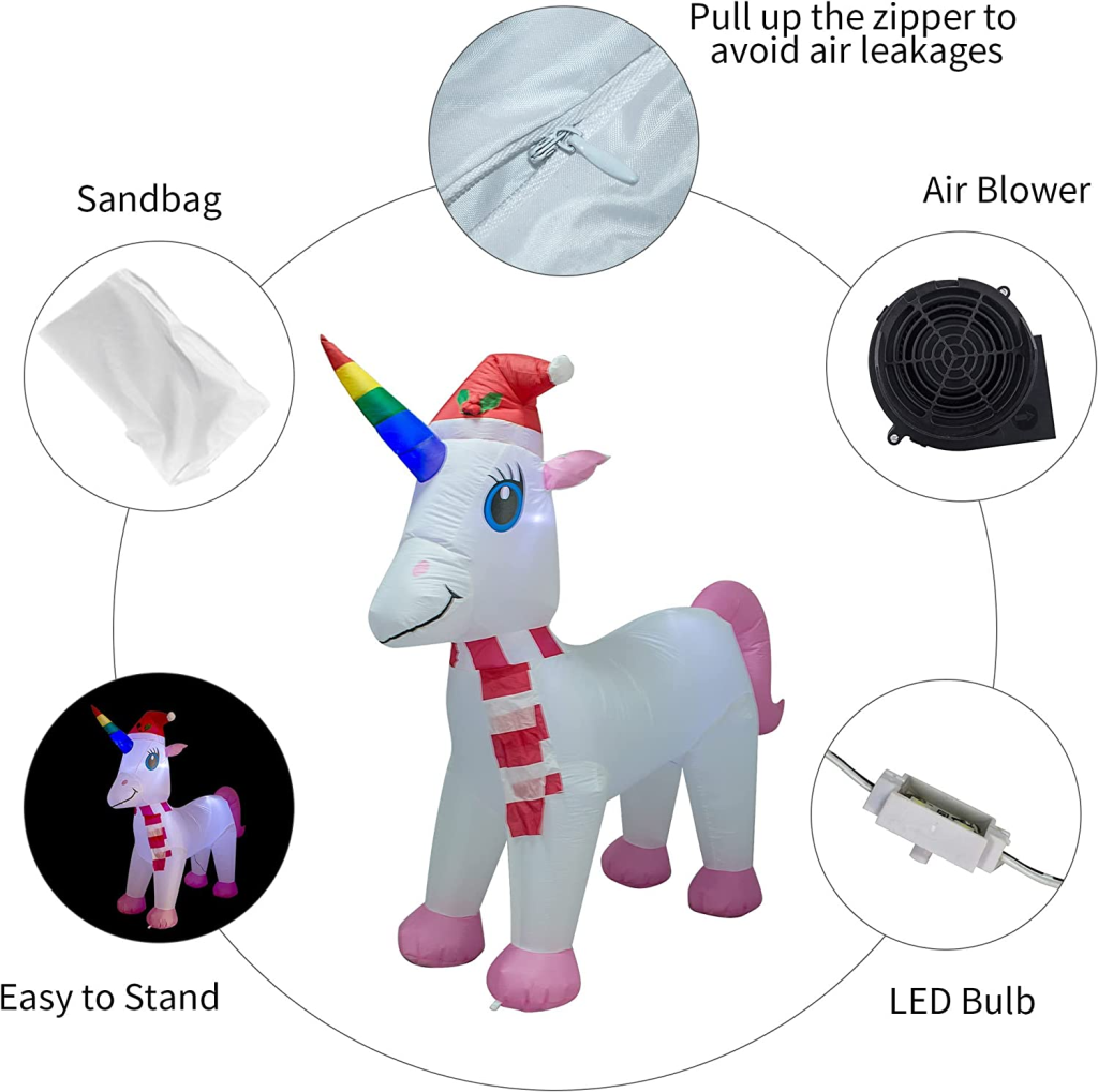 1.8m Unicorn Christmas Inflatable Airfigs Inflatables