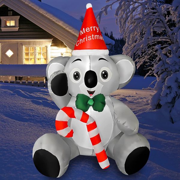 80cm Cute Christmas Koala Holding Cane - Image 3