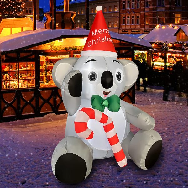 80cm Cute Christmas Koala Holding Cane - Image 4