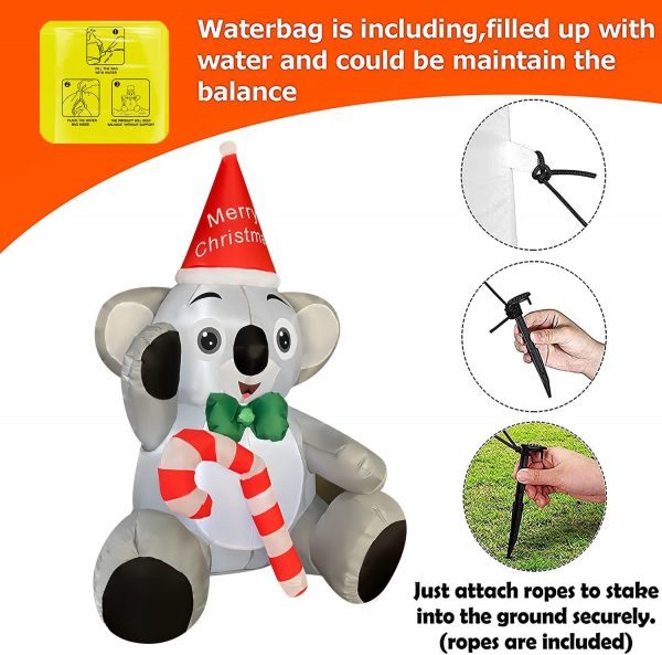 80cm Cute Christmas Koala Holding Cane - Image 5