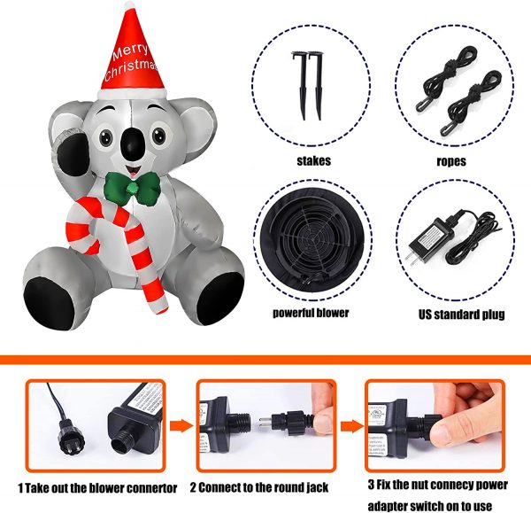 80cm Cute Christmas Koala Holding Cane - Image 6