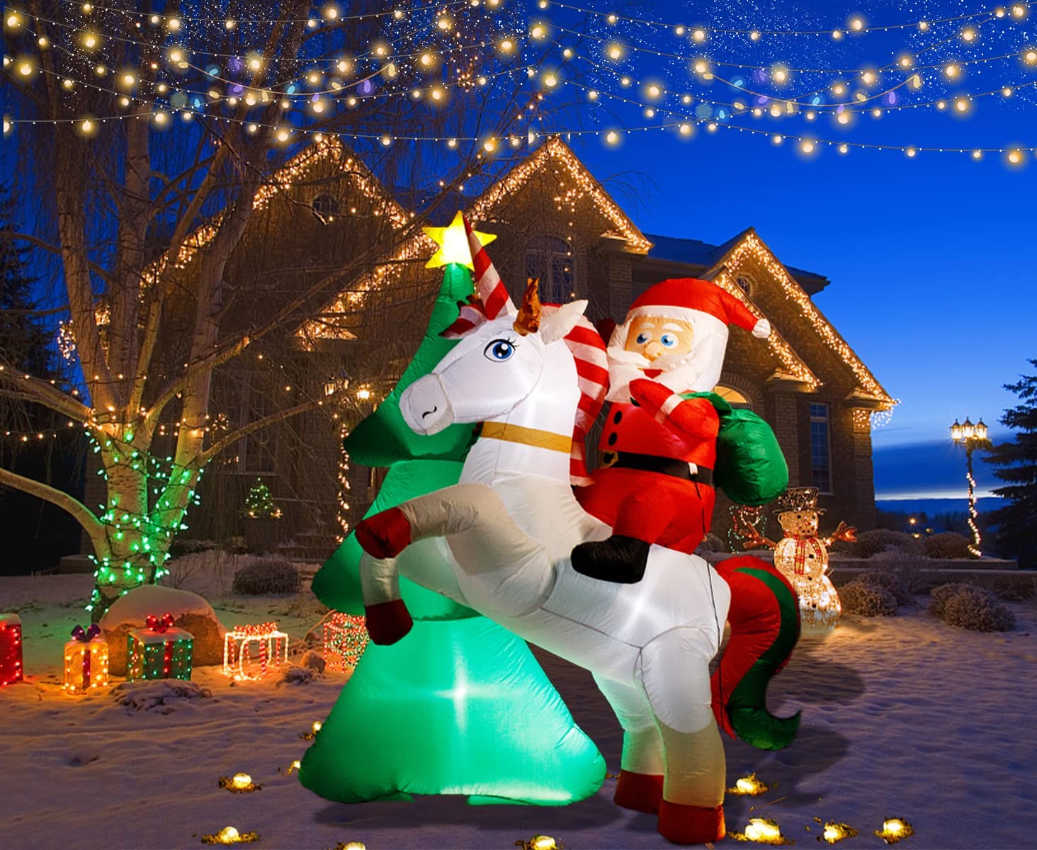 2m Hi Ho Santa Unicorn Christmas Inflatable - Image 8