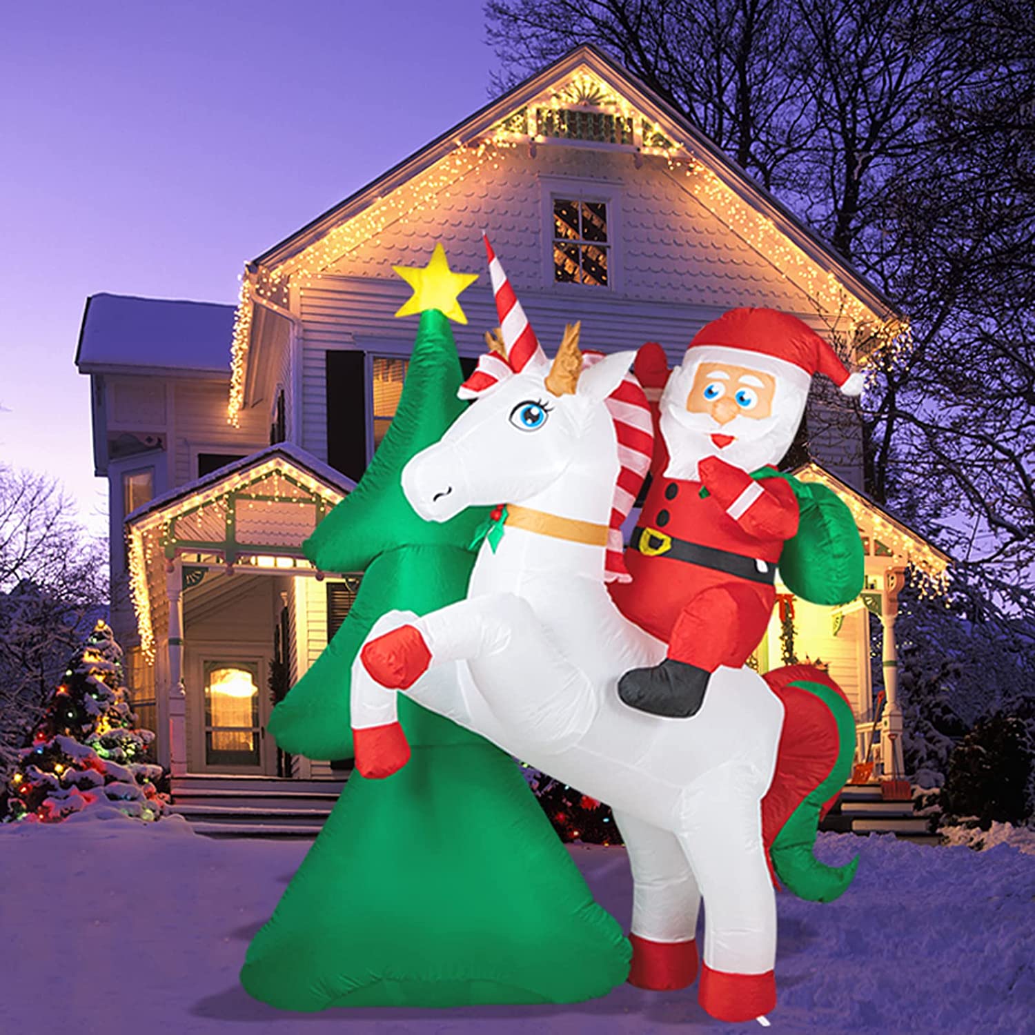 2m Hi Ho Santa Unicorn Christmas Inflatable - Image 9