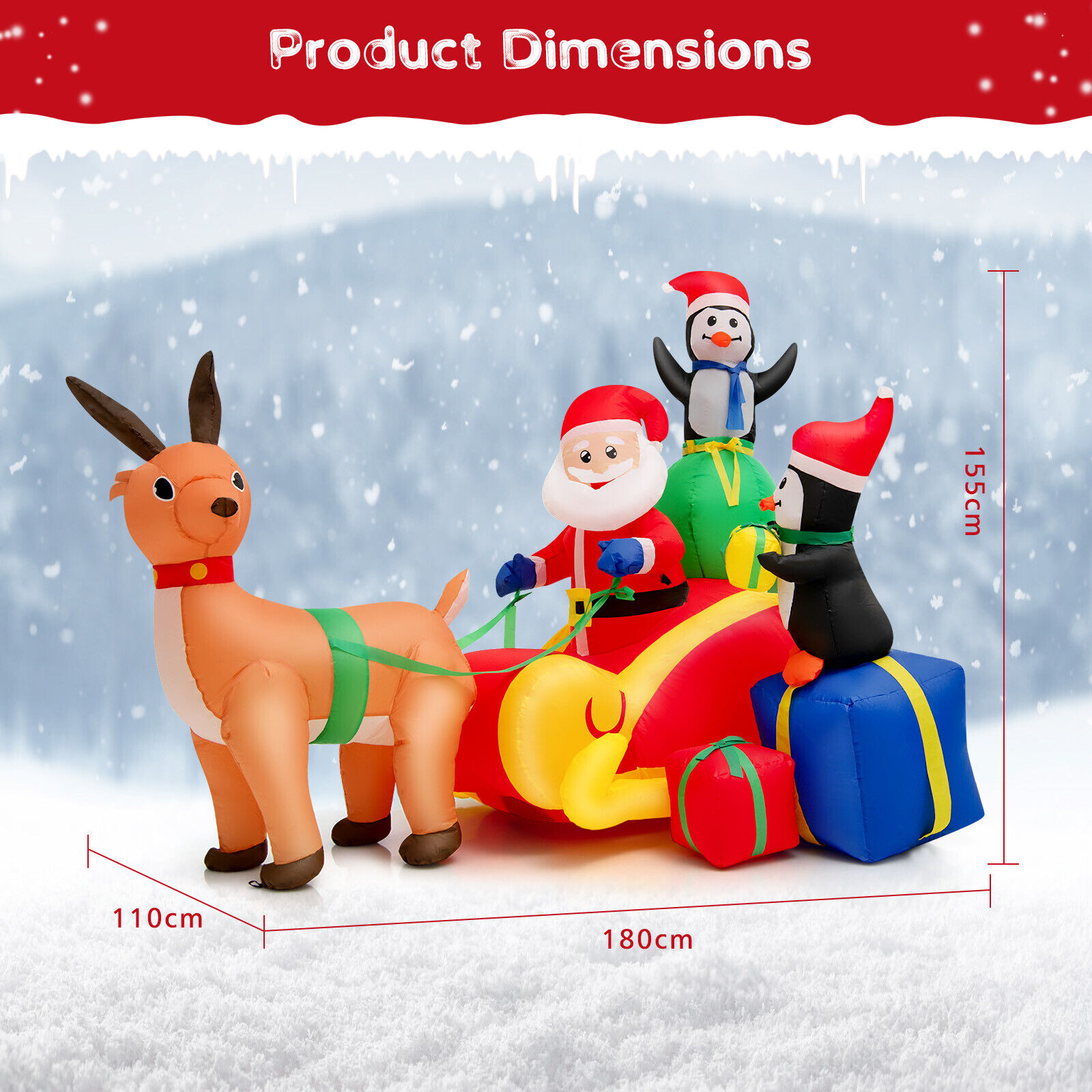 1.8m Santa Sleigh Out For Delivery - Image 10