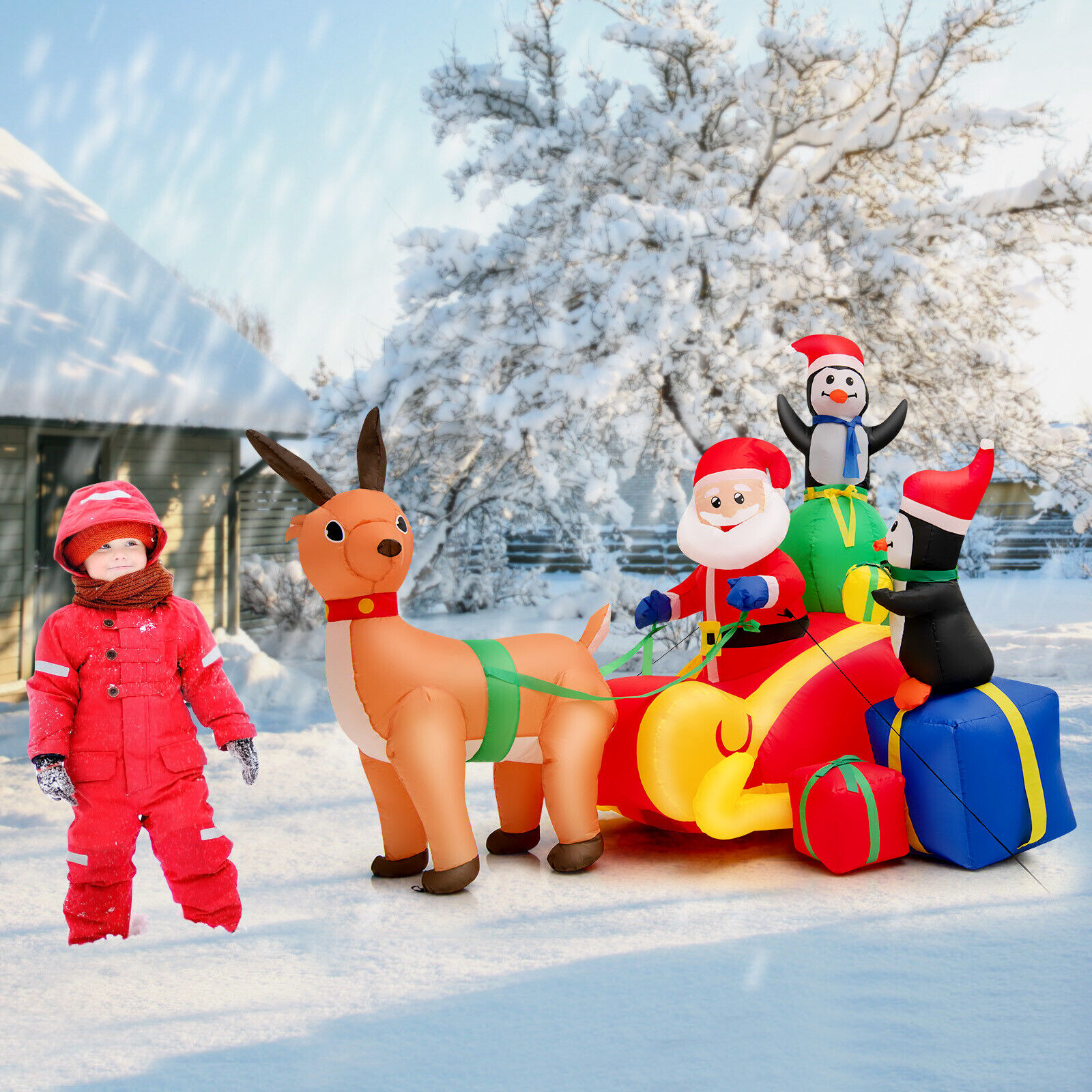 1.8m Santa Sleigh Out For Delivery - Image 4