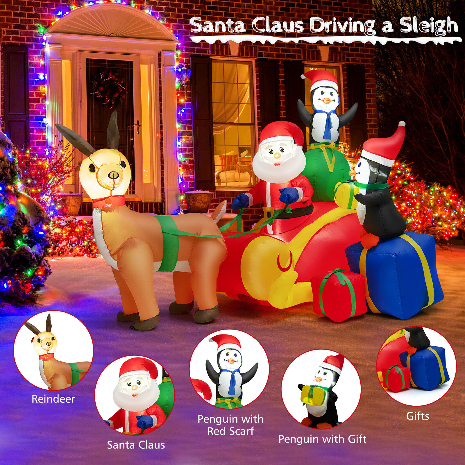 1.8m Santa Sleigh Out For Delivery - Image 8