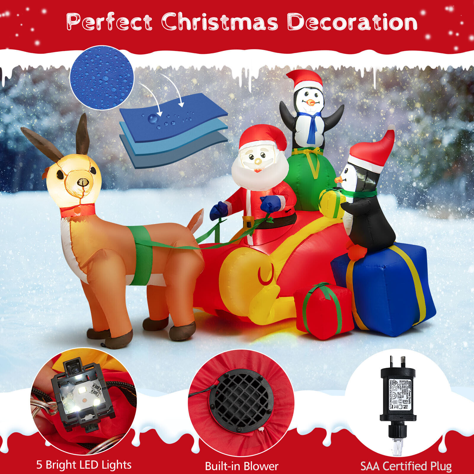 1.8m Santa Sleigh Out For Delivery - Image 9
