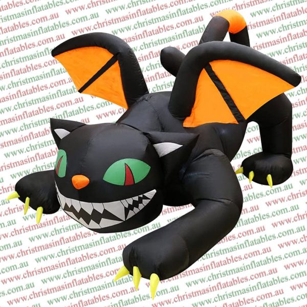 1.1m Black Cat with Wings & Fangs Halloween Inflatable