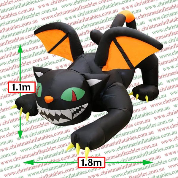 1.1m Black Cat with Wings & Fangs Halloween Inflatable - Image 2