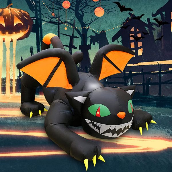 1.1m Black Cat with Wings & Fangs Halloween Inflatable - Image 3