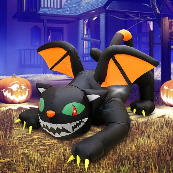 1.1m Black Cat with Wings & Fangs Halloween Inflatable - Image 4