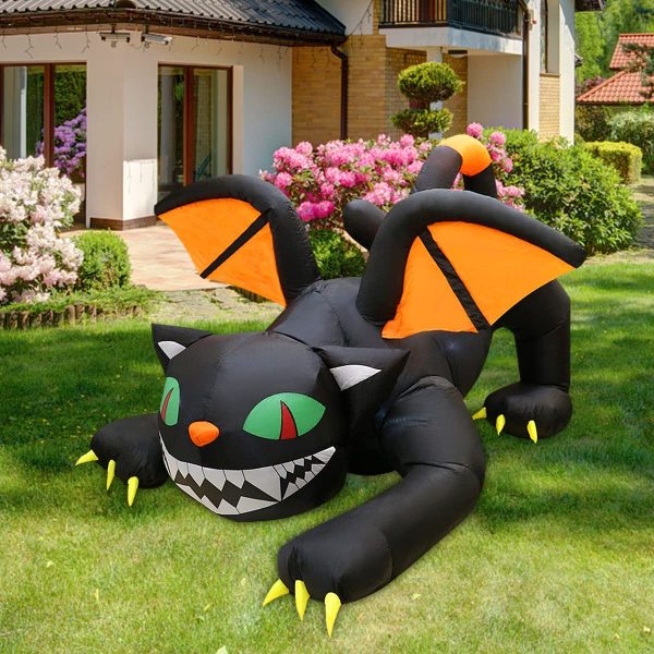 1.1m Black Cat with Wings & Fangs Halloween Inflatable - Image 6