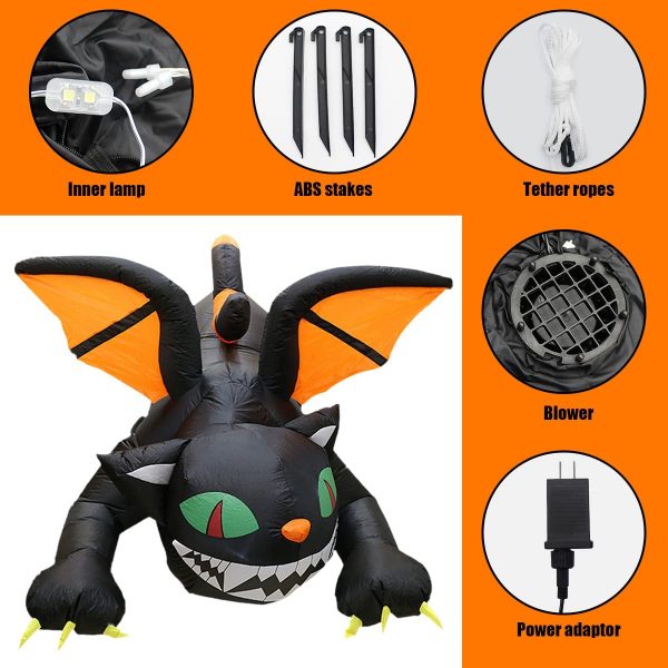 1.1m Black Cat with Wings & Fangs Halloween Inflatable - Image 7