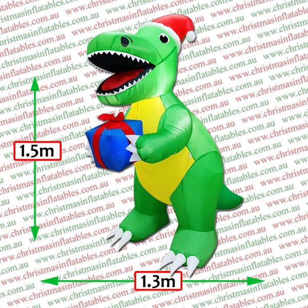 1.5m Gift Giving Smiling Dinosaur Christmas Inflatable - Image 2