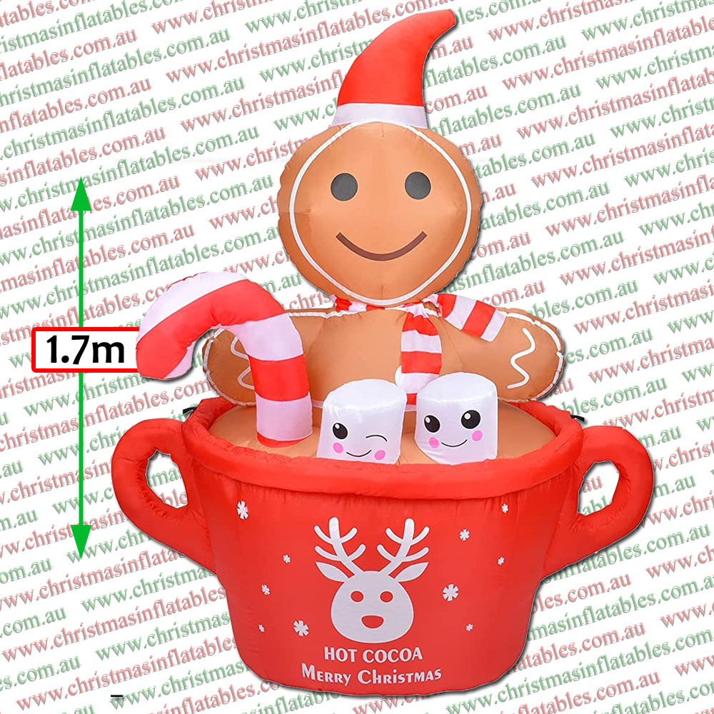 1.7m Gingerbread Dipping in Cocoa Cup Inflatable - Image 2