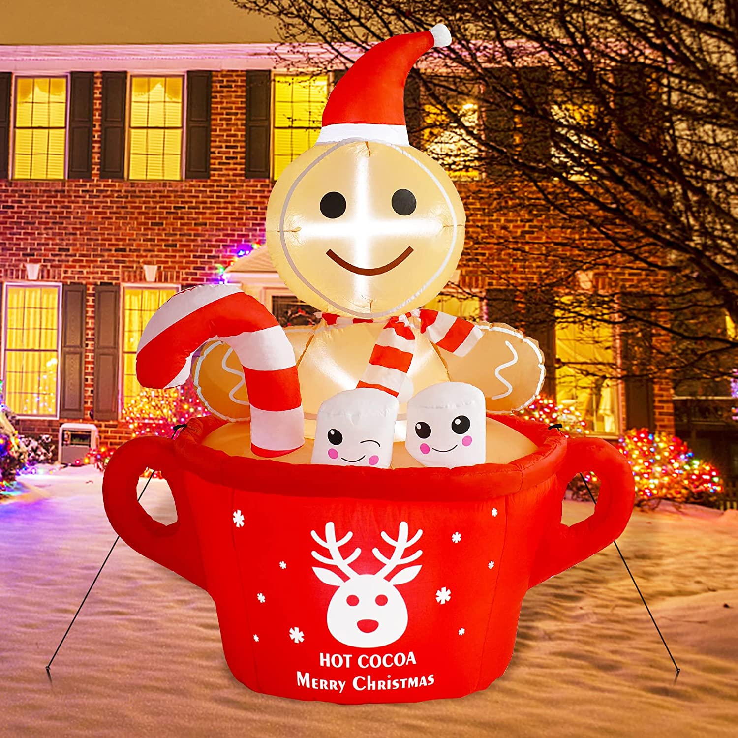 1.7m Gingerbread Dipping in Cocoa Cup Inflatable - Image 3