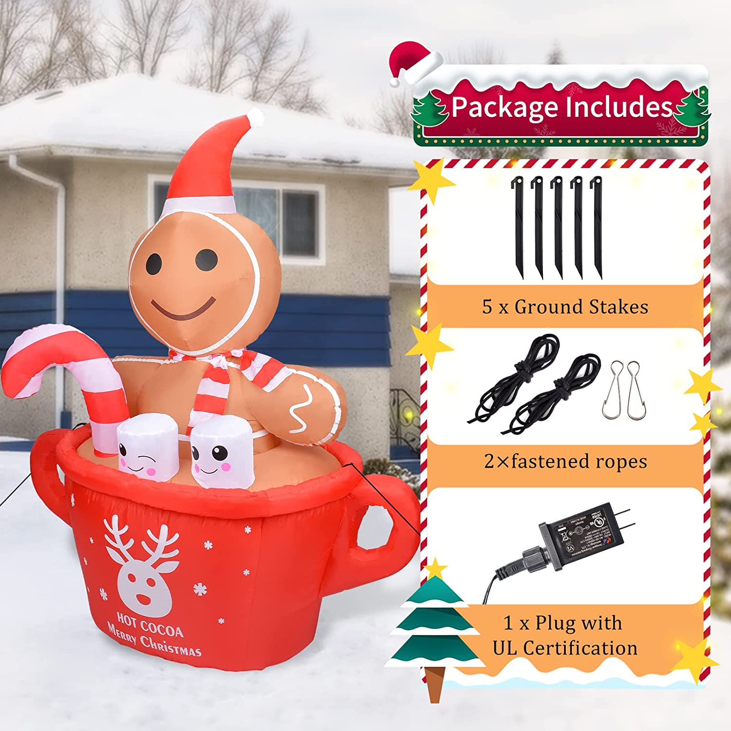 1.7m Gingerbread Dipping in Cocoa Cup Inflatable - Image 4