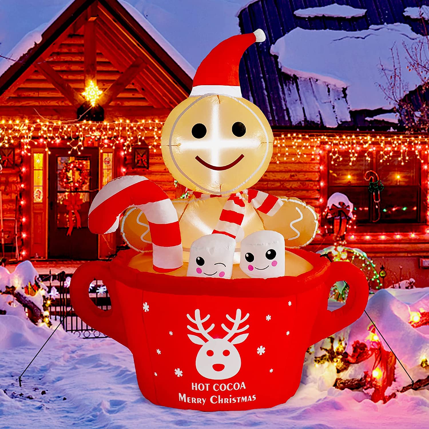 1.7m Gingerbread Dipping in Cocoa Cup Inflatable - Image 5