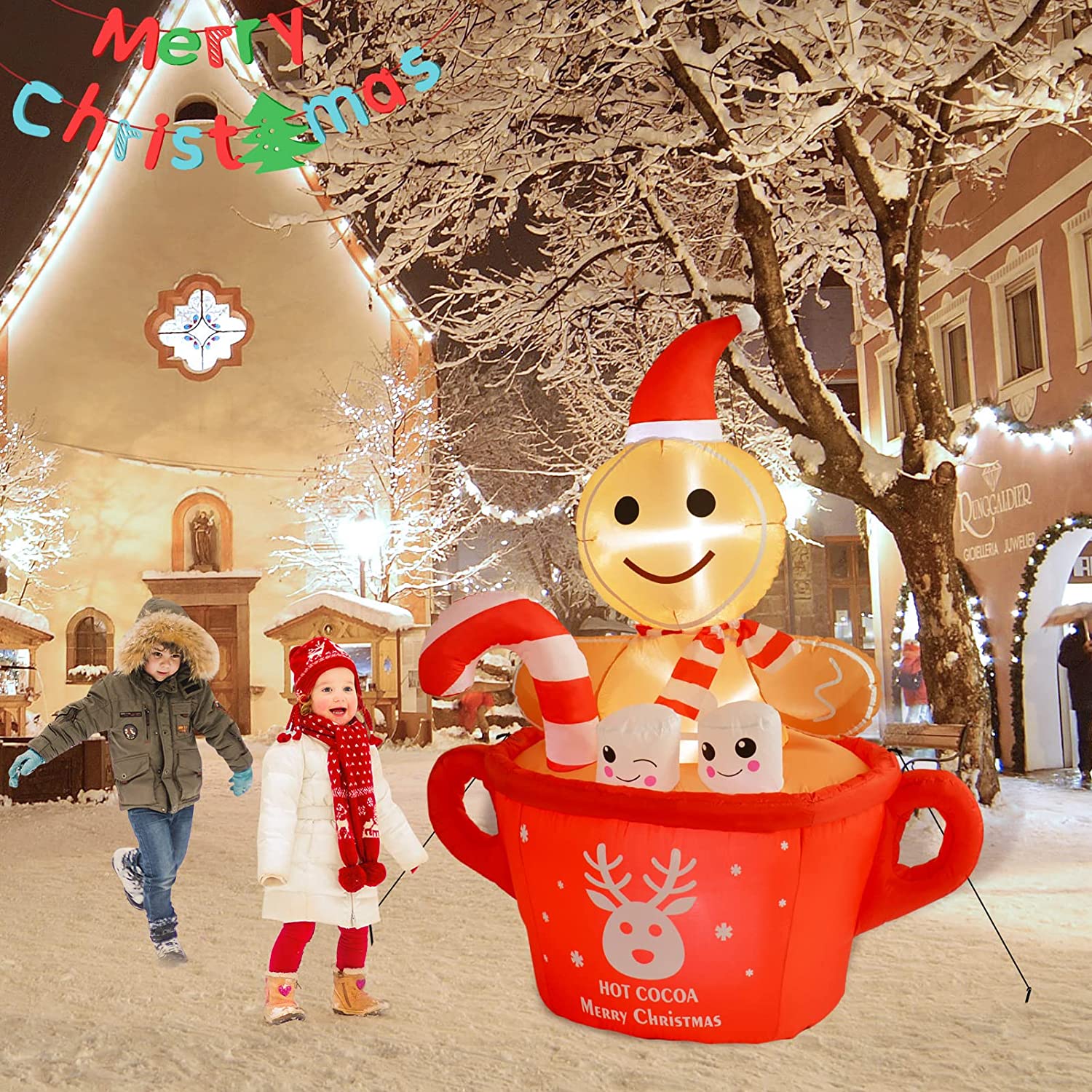 1.7m Gingerbread Dipping in Cocoa Cup Inflatable - Image 6