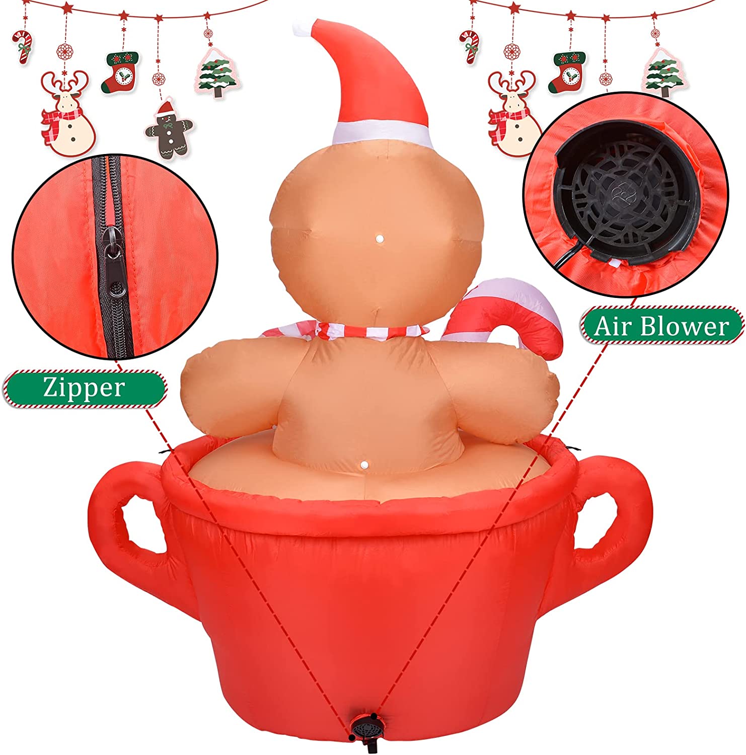 1.7m Gingerbread Dipping in Cocoa Cup Inflatable - Image 8