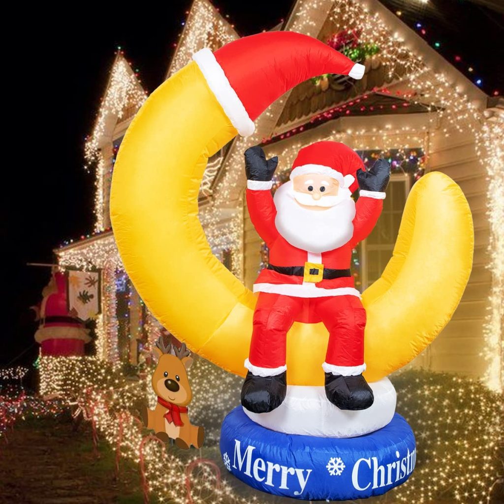 1.8m Santa Sitting On Crescent Moon Christmas Inflatable – Airfigs ...
