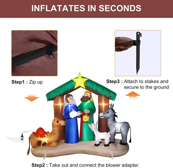 2m Nativity Stable with Star and Animals Inflatable - Image 4