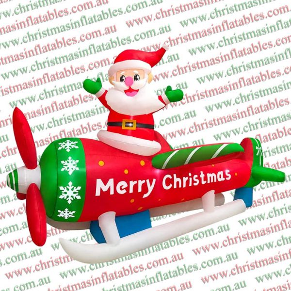 2.7m Santa Flying Aeroplane Christmas Inflatable