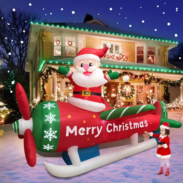 2.7m Santa Flying Aeroplane Christmas Inflatable - Image 3