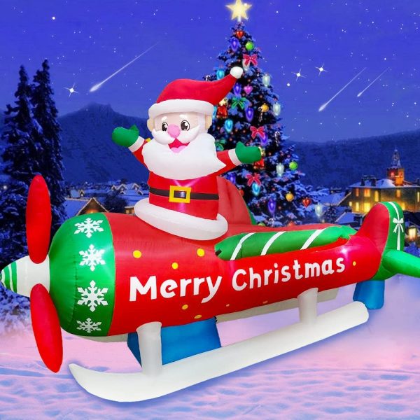 2.7m Santa Flying Aeroplane Christmas Inflatable - Image 4