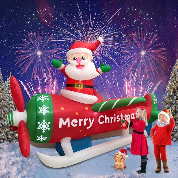 2.7m Santa Flying Aeroplane Christmas Inflatable - Image 5