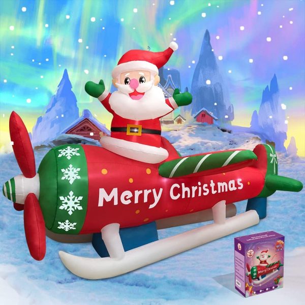 2.7m Santa Flying Aeroplane Christmas Inflatable - Image 6