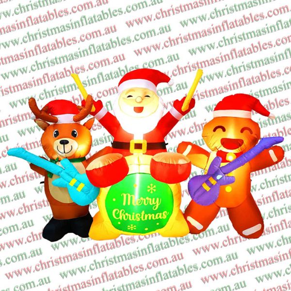 1.7m Drummer Santa & his Merry Christmas Band Inflatable