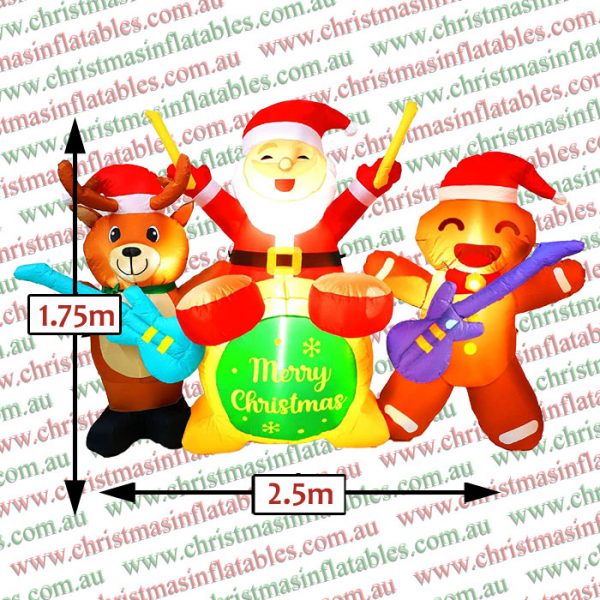 1.7m Drummer Santa & his Merry Christmas Band Inflatable - Image 2