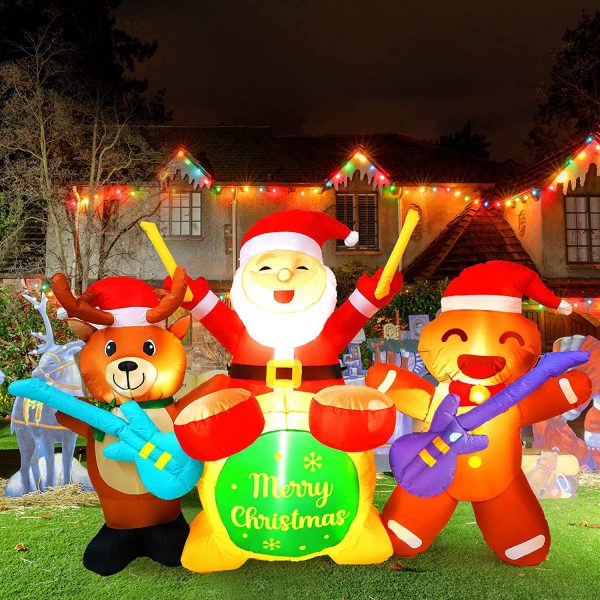 1.7m Drummer Santa & his Merry Christmas Band Inflatable - Image 3