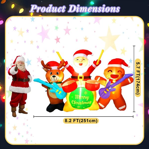 1.7m Drummer Santa & his Merry Christmas Band Inflatable - Image 4