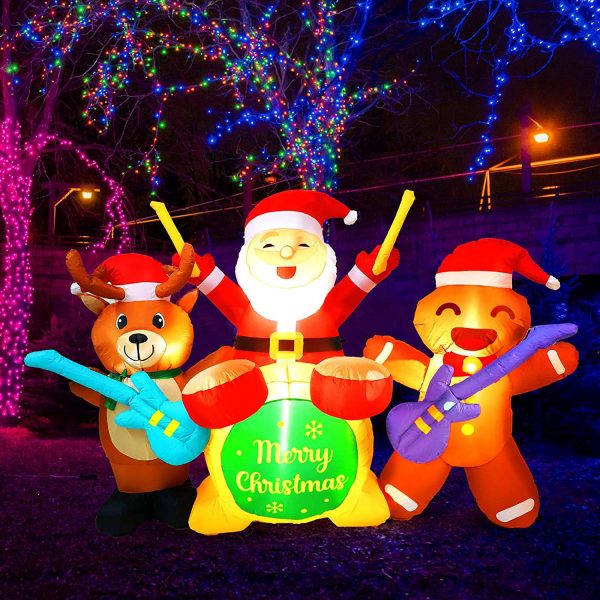 1.7m Drummer Santa & his Merry Christmas Band Inflatable - Image 5