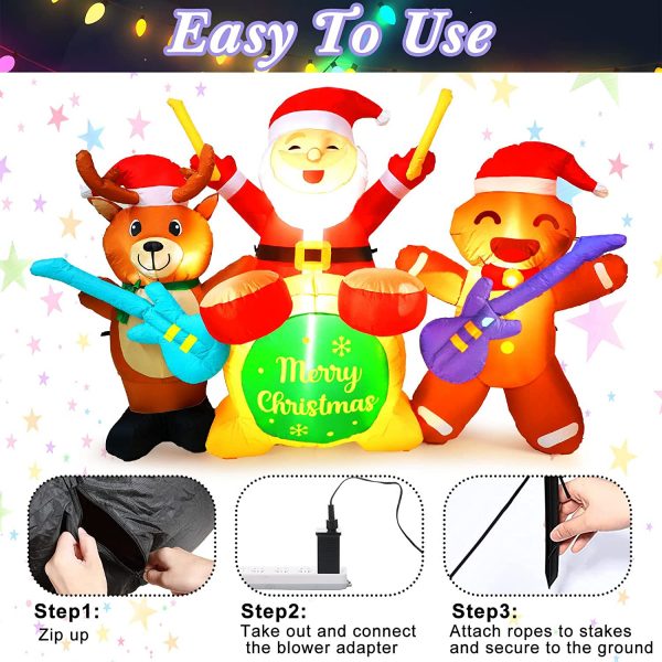 1.7m Drummer Santa & his Merry Christmas Band Inflatable - Image 6