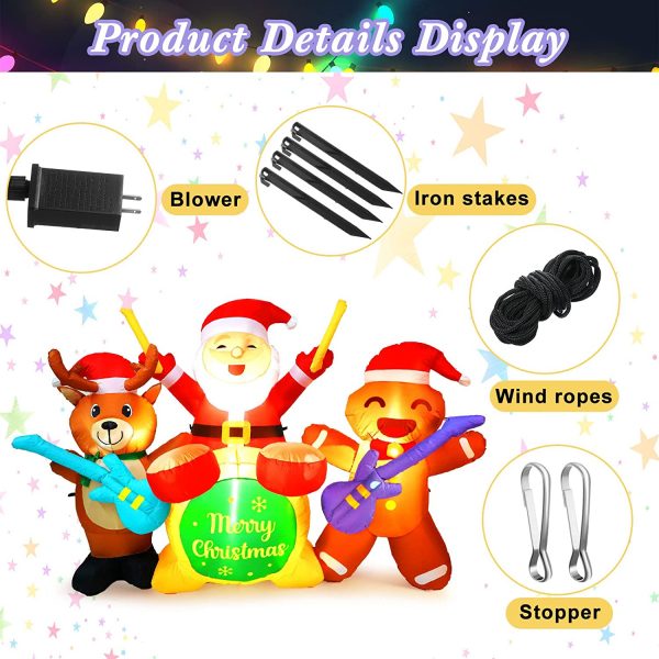 1.7m Drummer Santa & his Merry Christmas Band Inflatable - Image 7