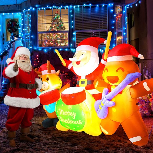 1.7m Drummer Santa & his Merry Christmas Band Inflatable - Image 8