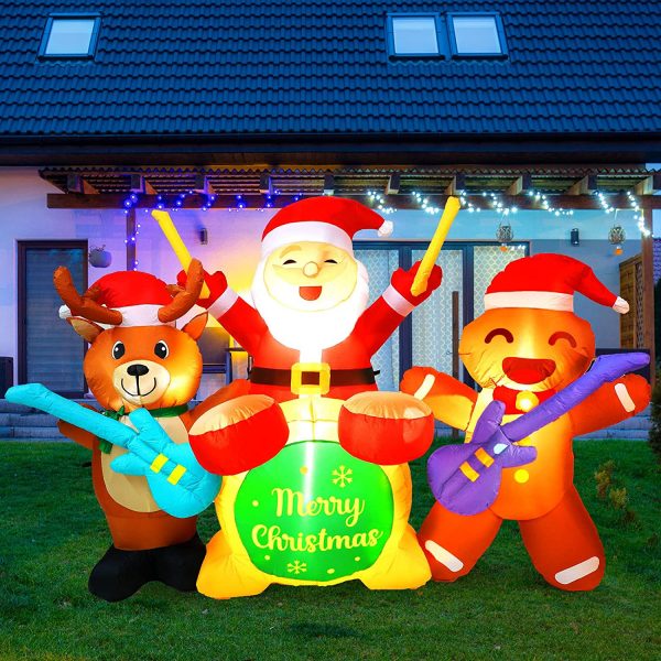 1.7m Drummer Santa & his Merry Christmas Band Inflatable - Image 9