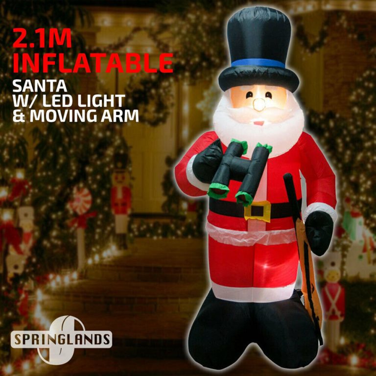 Interactive Santa Inflatable 2.1m Santa Goes Hunting Animated Christmas Inflatable – Airfigs Inflatables